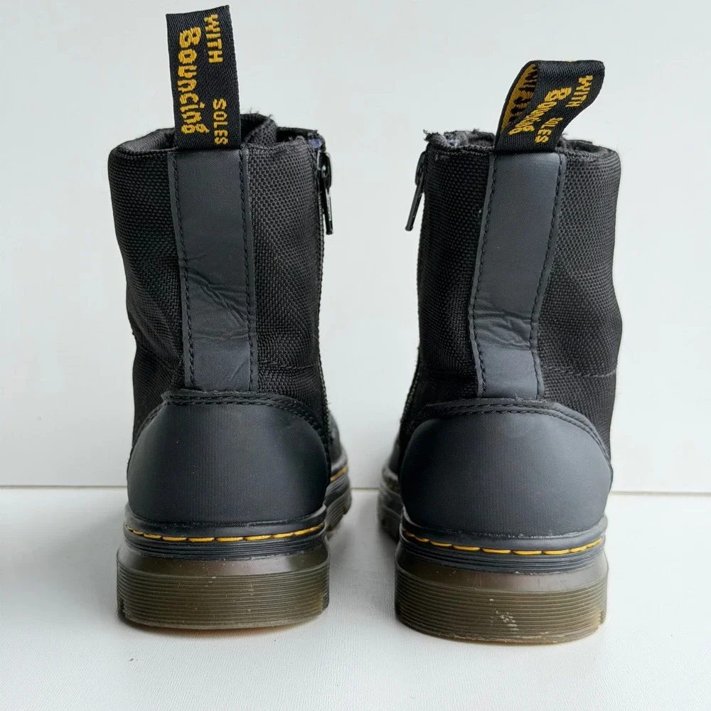Dr. Martens Combs J Boots Big Kids size 4 Black Combat Nylon Canvas Side Zip